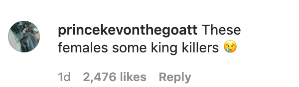 instagram comment of a guy calling females king killers