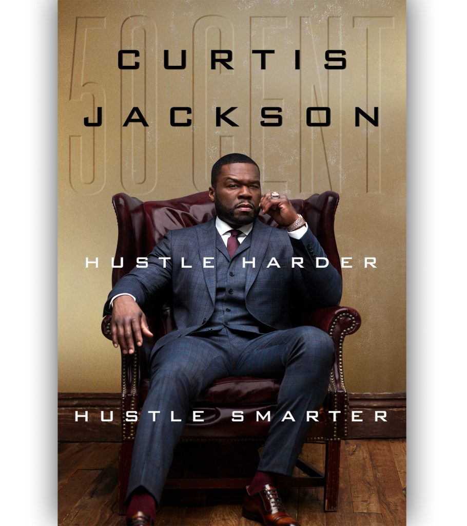 50 cent hustler harder hustle smarter book audiobook portrait photoshoot in suit book cover