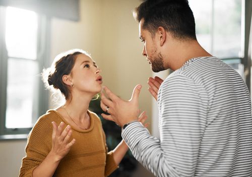 Couple man and woman arguing in relationship